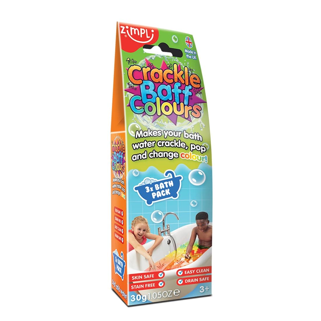 Zimpli Kids, 3 Bath Pack, Make your water Crackle, Pop & Change Colour, Children's Stocking Fillers, Xmas Gifts, Christmas Presents, Crackle Baff 3 Pack, 3 use