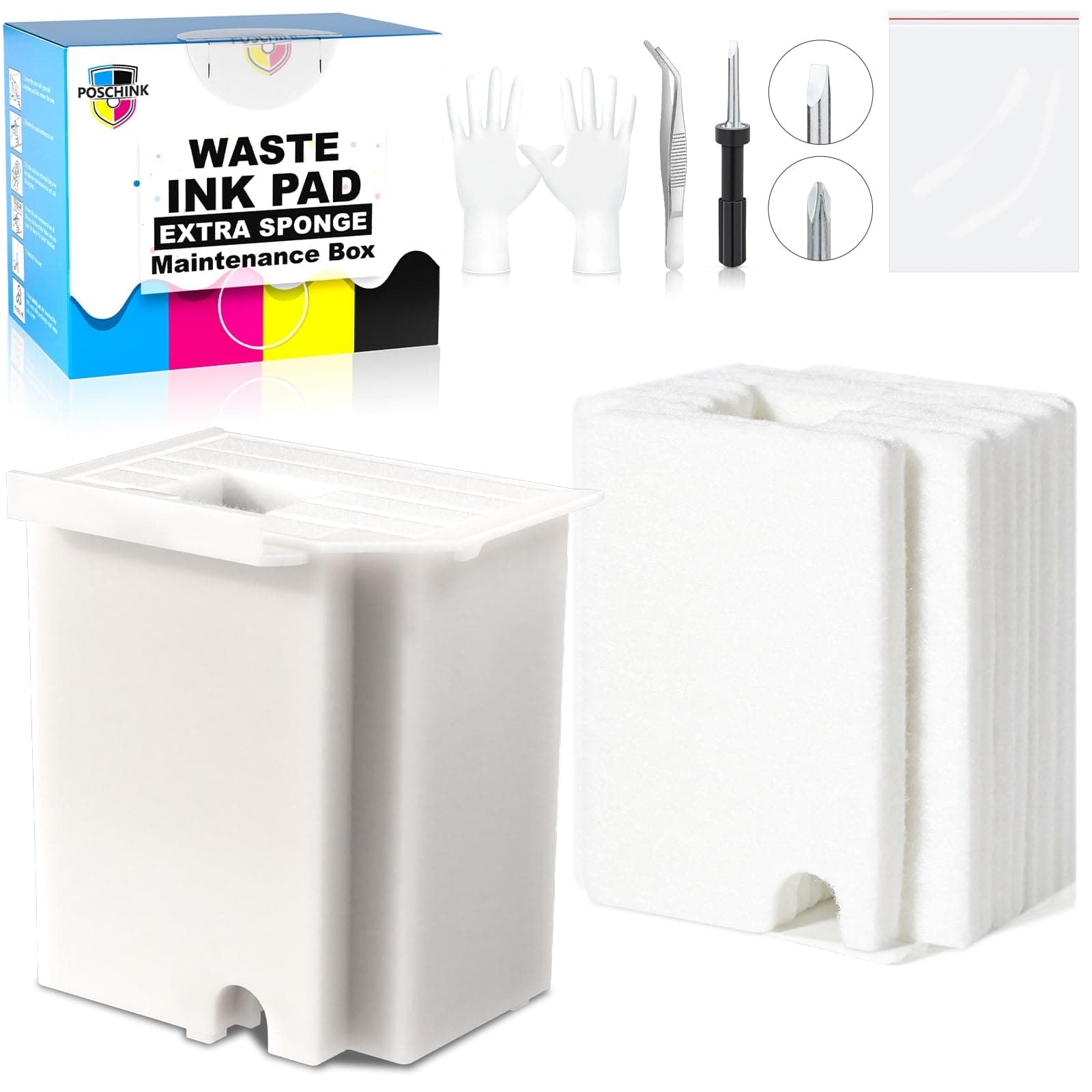 Waste Ink Pad Replacement for EPSON Ecotank ET-2800 ET-2803 ET-2720 ET-2400 ET-2711 ET-4700 L3110 L3210 L3150 L3250 etc. Printers, Maintenance Box with Extra Sponge Absorbant