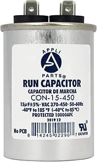 Appli Parts Run Capacitor 15 Mfd uF (Microfaraded) 370 VAC or 450 VAC Round CON-15-450 Replaces CAP-15-450