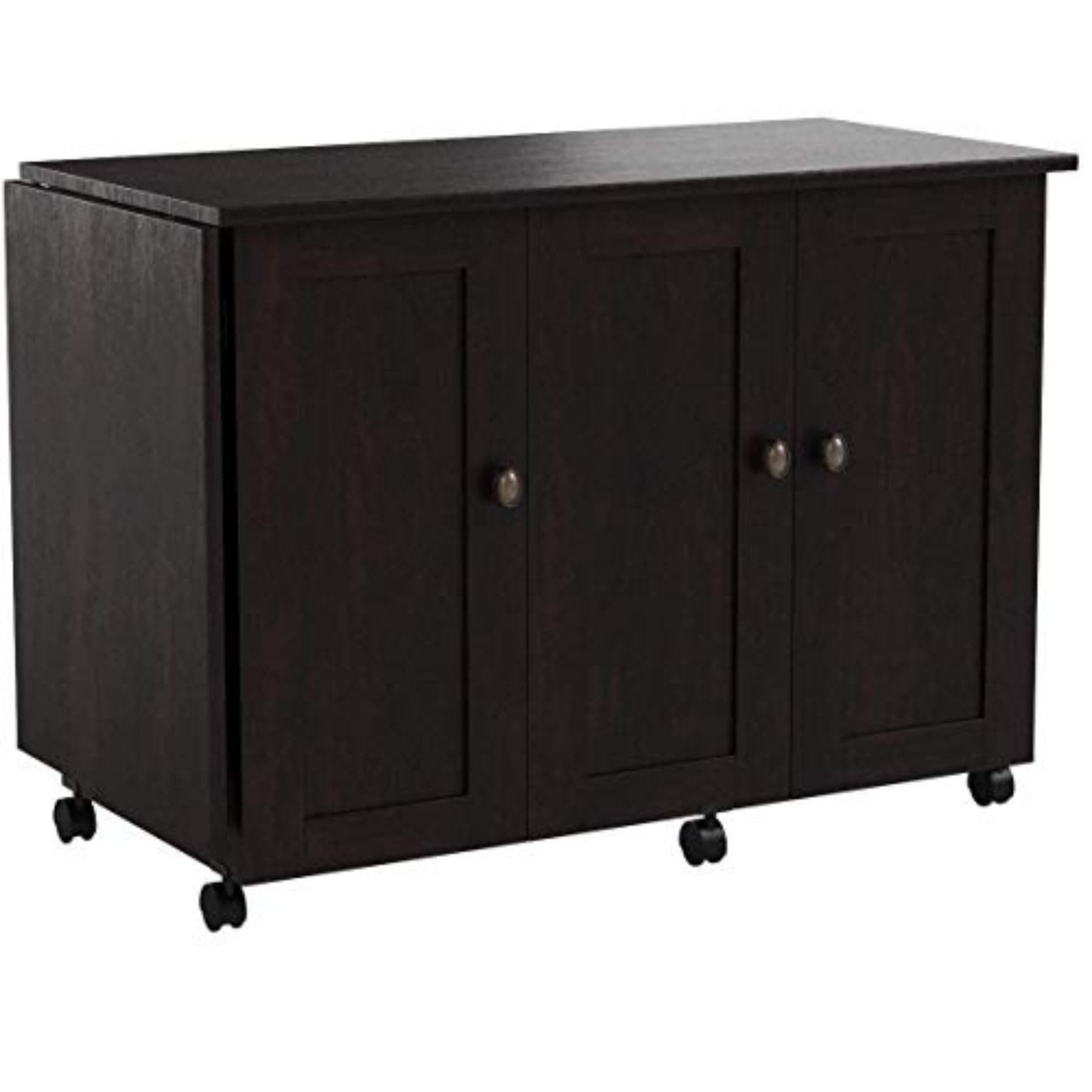 Sauder Miscellaneous Storage Easy Rolling Sewing and Craft Table/Cart/ Pantry cabinets, Cinnamon Cherry finish