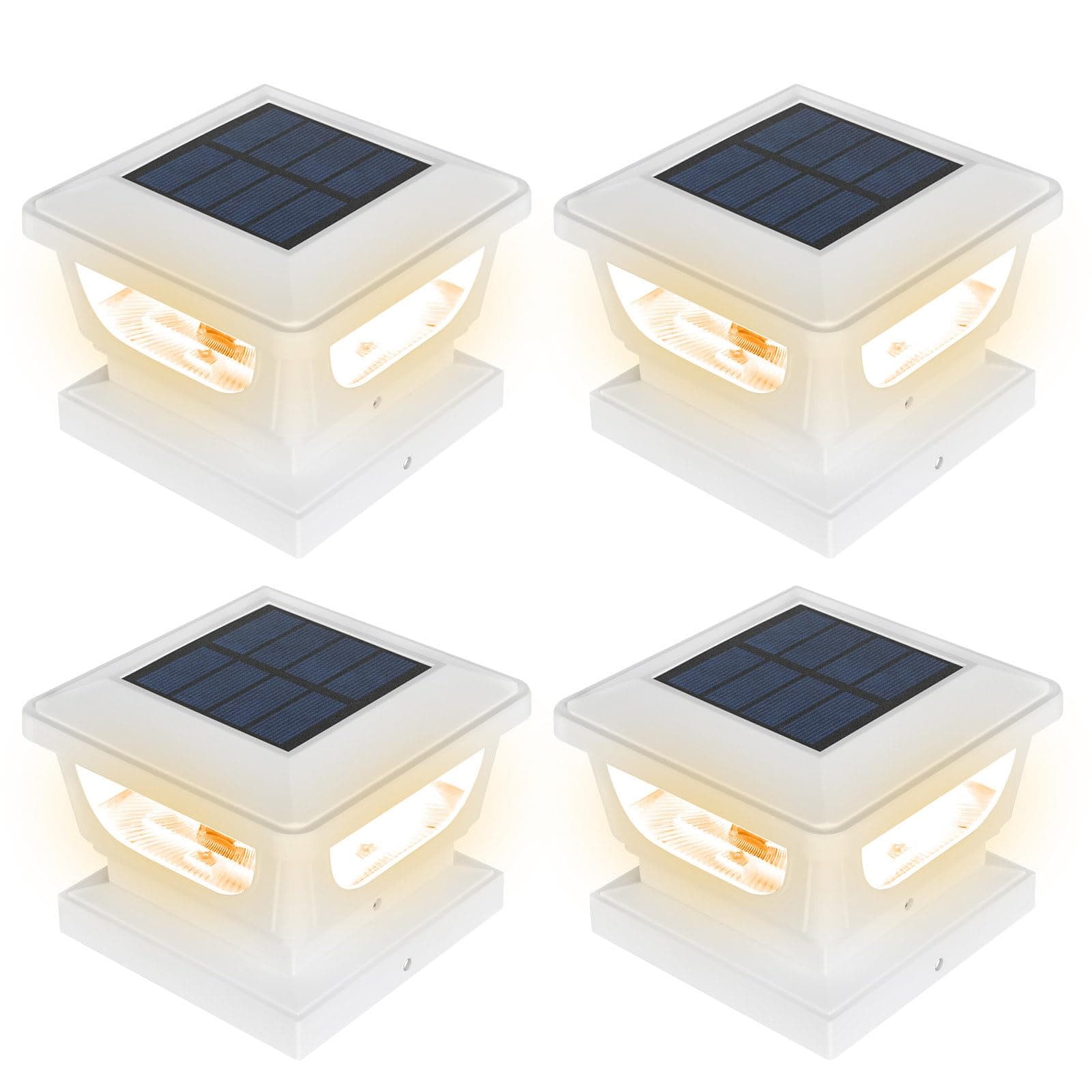 SumaoteSolar Post Cap Lights - 2 Pack Outdoor Solar Deck Fence Lights, IP65 Waterproof Solar Light Fits 4 x 4 Wood, 3x3 & 4x4 PCV/Vinyl Posts Garden Porch Patio Decorations, Warm White, 2 Pack