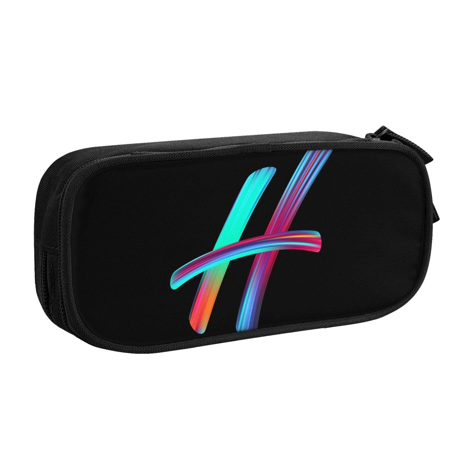 Cute Initial Pencil Case for Kids Students, Large Capacity Pencil Pouch for Boys Girls, Letter Design Pencil Box Pen Bag Office Stationery Organizer, Rainbow Letter H
