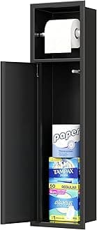 Neodrain Black Recessed Toilet Paper Holder in Wall Tissue Holder, 304 Stainless Steel Tissue Paper Holder with Dispense and Storage for Bathroom(Matte Black)