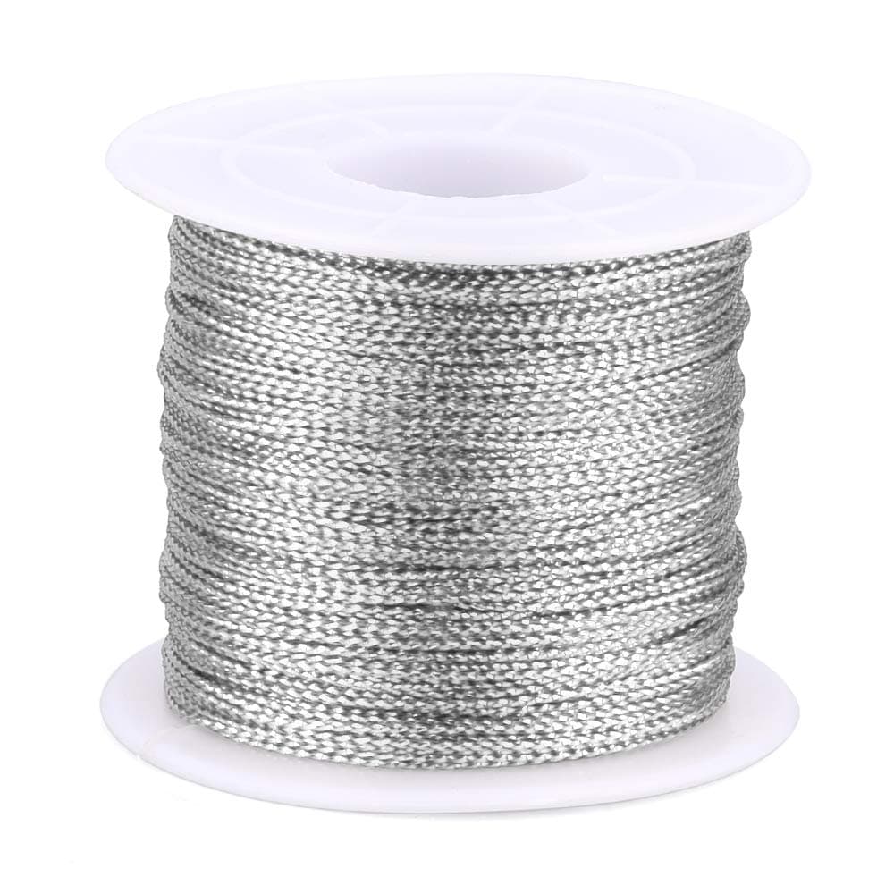 jijAcraft 100M Silver Twine String: 1mm Metallic Thread with Coil, Silver Cord String for Christmas, Jewelry Making, DIY Craft and Packing