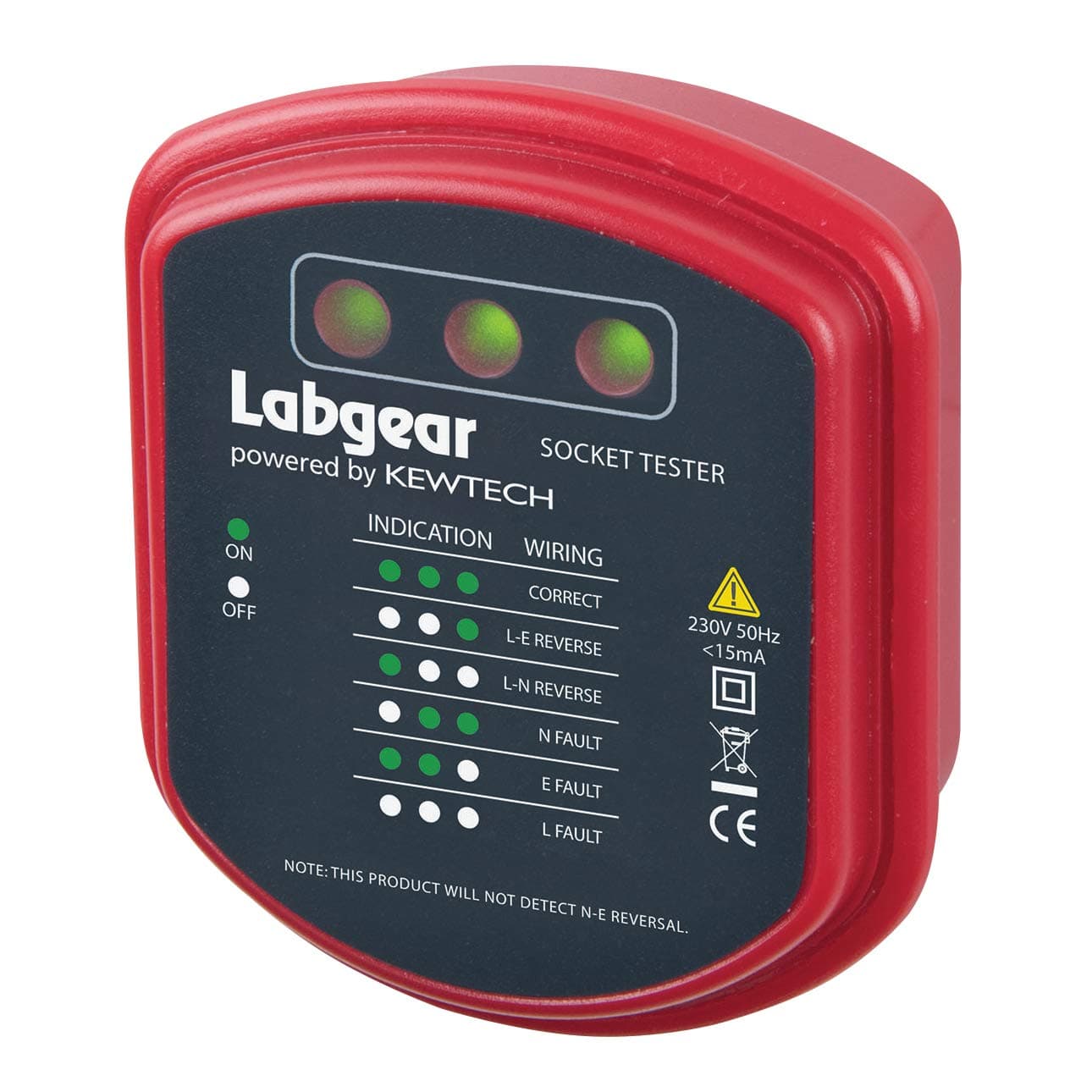 Labgear Socket Tester UK Mains Plug in Electrical Tester Easily Identify Electrical