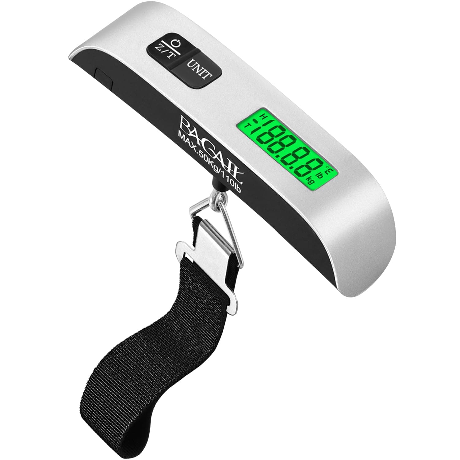 BAGAIL Digital Luggage Scale, 110lbs Hanging Baggage Scale with Backlit LCD Display, Portable Suitcase Weighing Scale, Travel Luggage Weight Scale with Hook, Strong Straps for Travelers