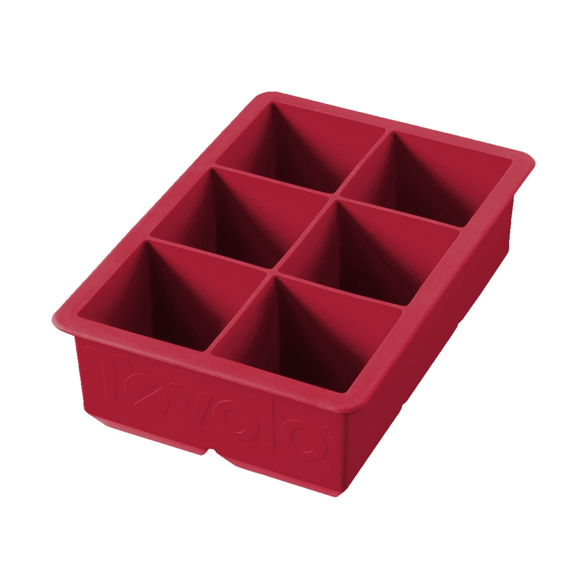 Large 2” King Cube Ice Tray Cayenne Red Ice Cube Trays for Whiskey Cocktails Smoothies, Big Square Ice Cube Mold Silicone Freezer Tray for Perfect Rock Cubes BPA Free Dishwasher Safe