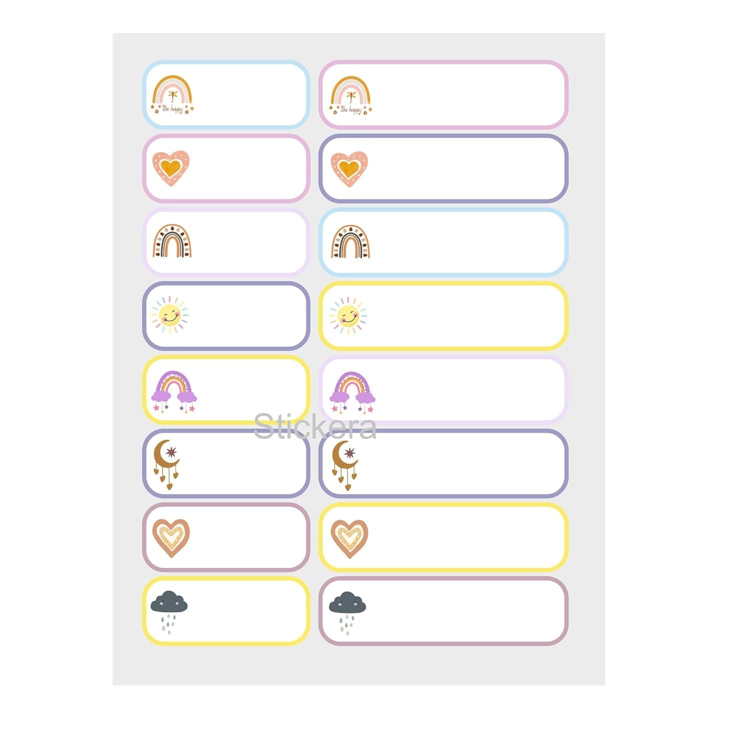 Stickera Name Sticker - Waterproof Labels For Kitchen Containers, Pack Of 64 Pcs | Kitchen Label Stickers | Waterproof Stickers For Bottles | For Kids For School Daycare, 64 Labels