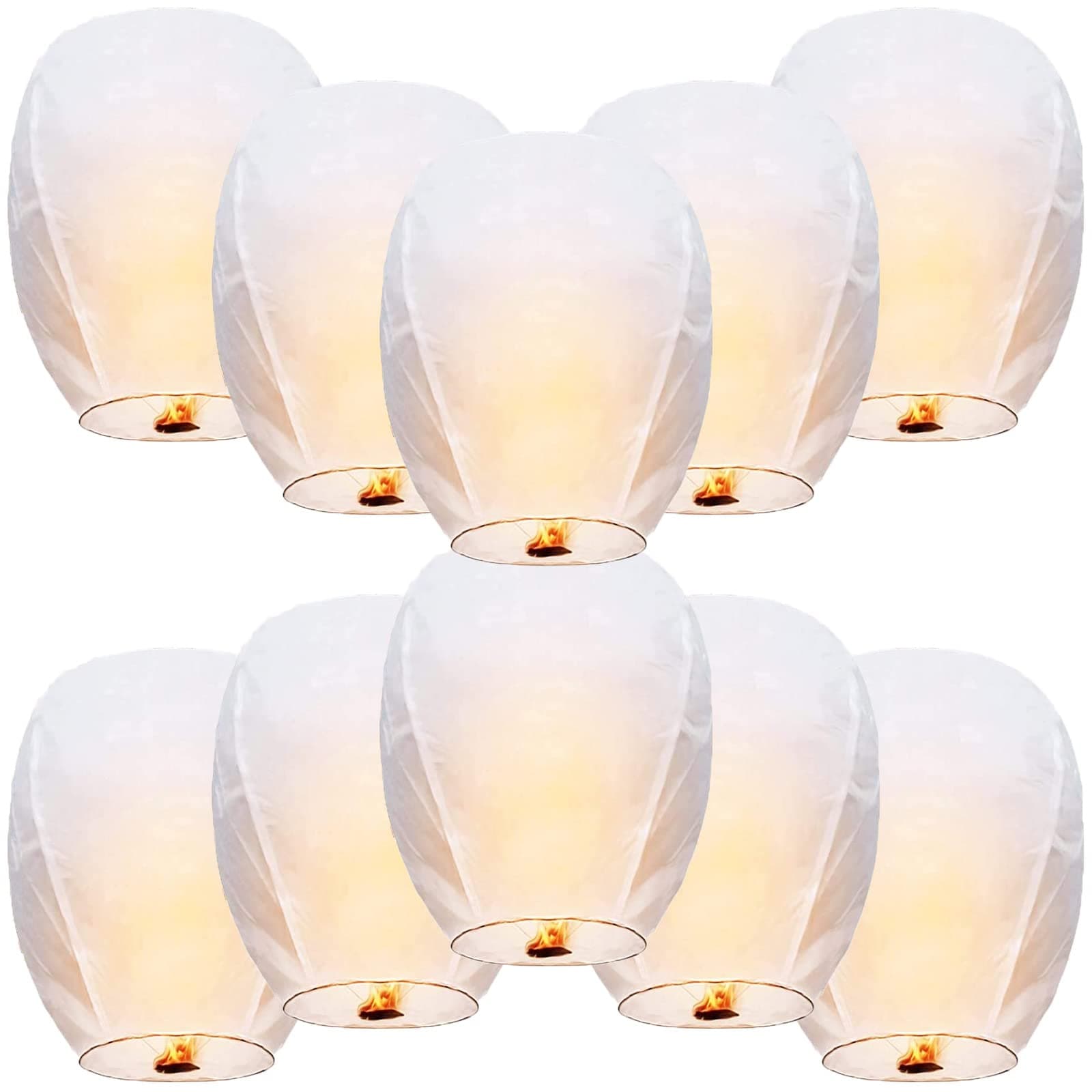 Chinese Lanterns 10-Pack Sky Lanterns 100% Biodegradable Paper Lanterns for Weddings Birthdays Party and Memorials (White)