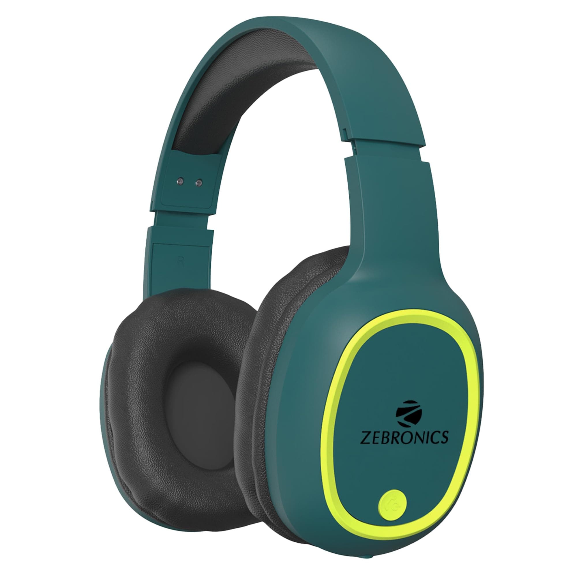 ZEBRONICS Wireless Headphones, Upto 60Hrs Playback, 40mm Drivers, BT v6.0, AUX, Micro SD, Media/Volume Control, Type-C Charging, Dual Pairing, Gaming Mode, Adjustable Headband (Thunder, Teal Green)