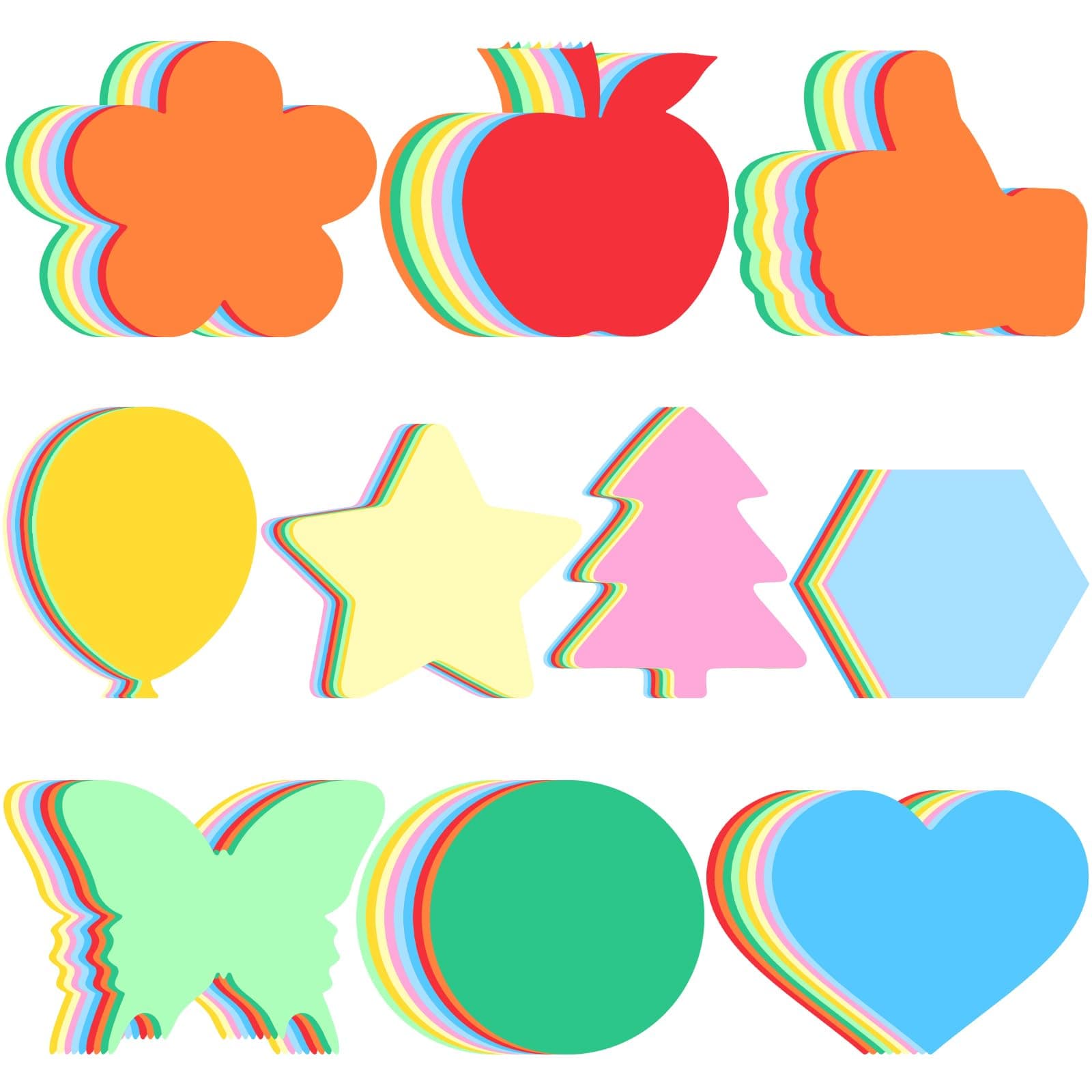 90 Pieces Bulletin Board Decorations for Classroom 6'' Large Spring Paper Cutouts Star Heart Shapes Assorted Color Multi-Shapes Paper Die Cuts Cards for DIY Kids Crafts Projects