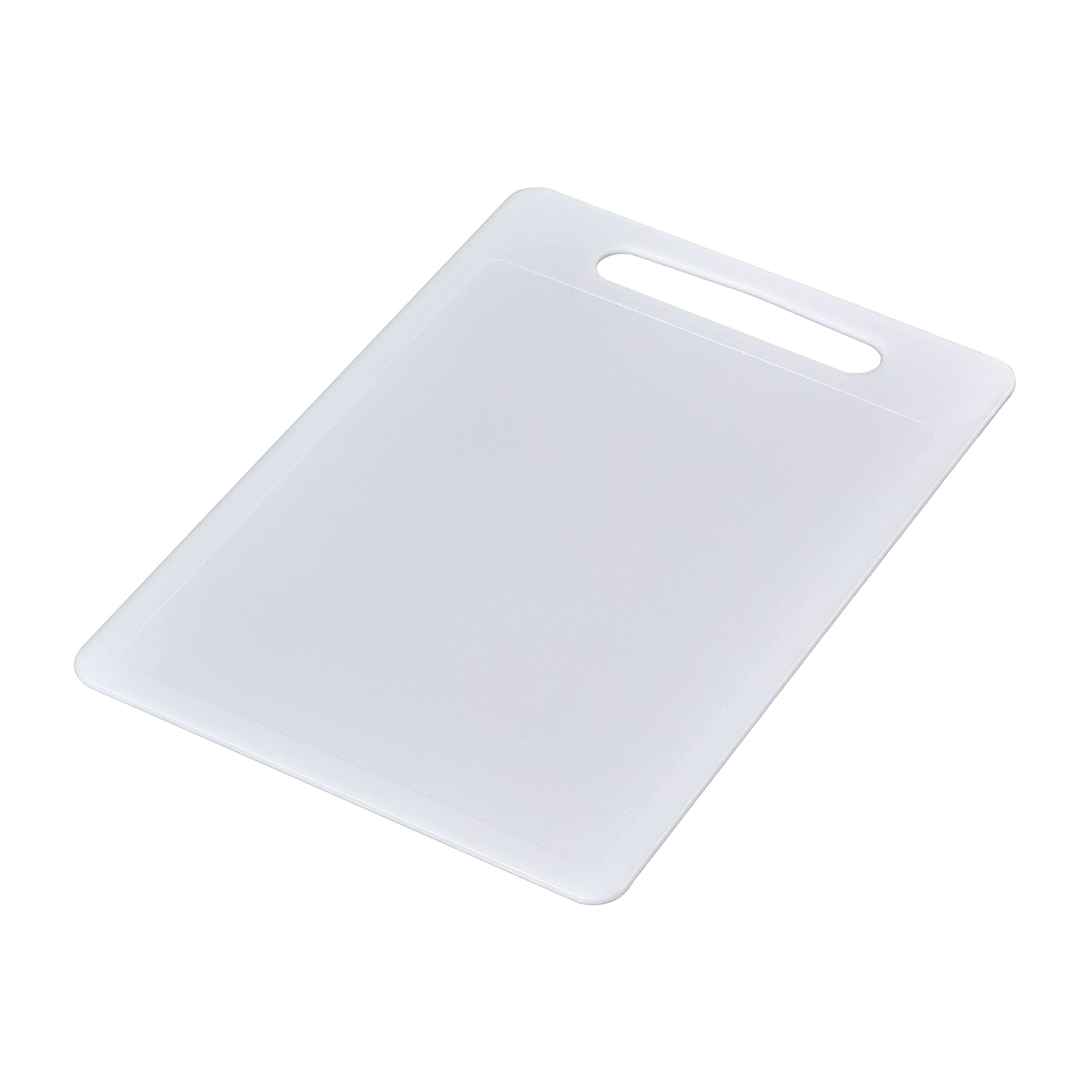 Large White Poly Chopping Board, Multipurpose Anti-Slip Surface, Easy Clean and Dishwasher Safe with Handle, 40 x 30 X 0.4 cm, Other Colour Options Available.