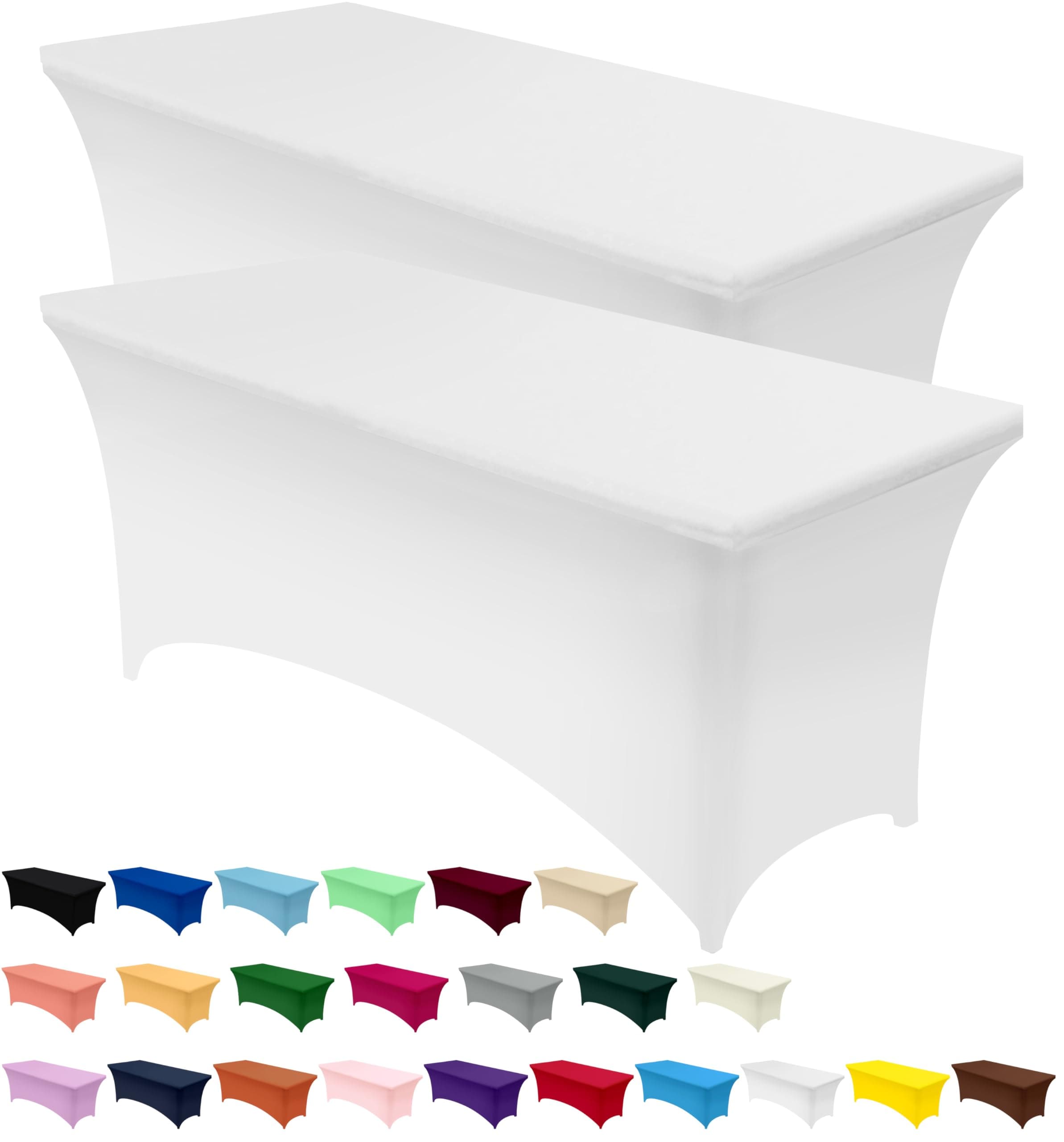 Utopia Kitchen Spandex Tablecloth 2 Pack [4FT, White] Tight, Fitted, Washable and Wrinkle Resistant Stretch Table Cloth Rectangle Cover for Trade Show, Weddings & Parties [48Lx30Wx30H Inch]