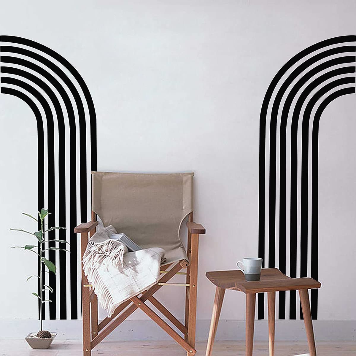 Half Arch Wall Decal Rainbow Wall Sticker Abstract Wall Decal Black Wall Deca...