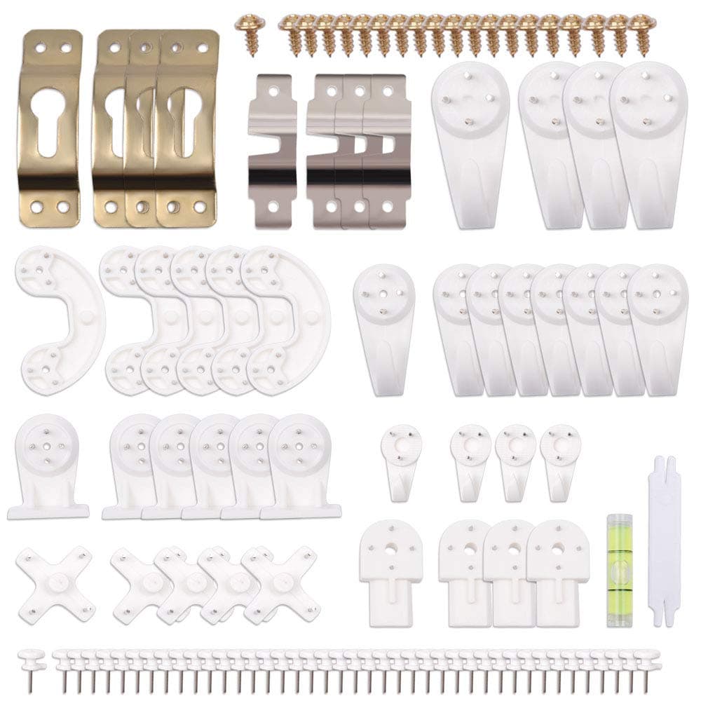 Ezakka 106 Pack Non-Trace Wall Picture Hook Plastic Invisible Traceless Hardwall Drywall Hanging Kit For Photo Frame With Transparent Case