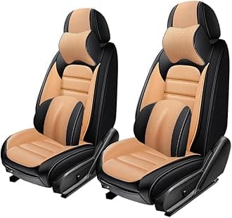 2 Seat Covers for Toyota FJ Cruiser 2007-2014,Premium Nappa Leather Car Seat Covers Car Seat Cushions,Waterproof Soft Seat Covers for Cars,Interior Accessories Airbag Compatible（Luxury-Black&Orange）