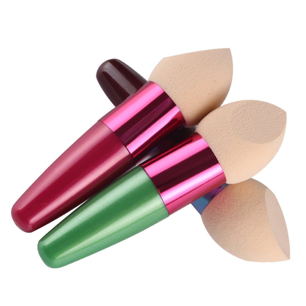 Bodermincer Scala Foundation Makeup Sponge Eco Blender Beauty Cosmetics Egg Puff Make Up Sponge Brush (3pcs Green+Rose+Brown)