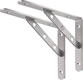 YUMORE Shelf Bracket 8", Heavy Duty Stainless Steel Solid Shelf Support, Right Angle DIY L Bracket, Max Load: 220 lb, Pack of 2
