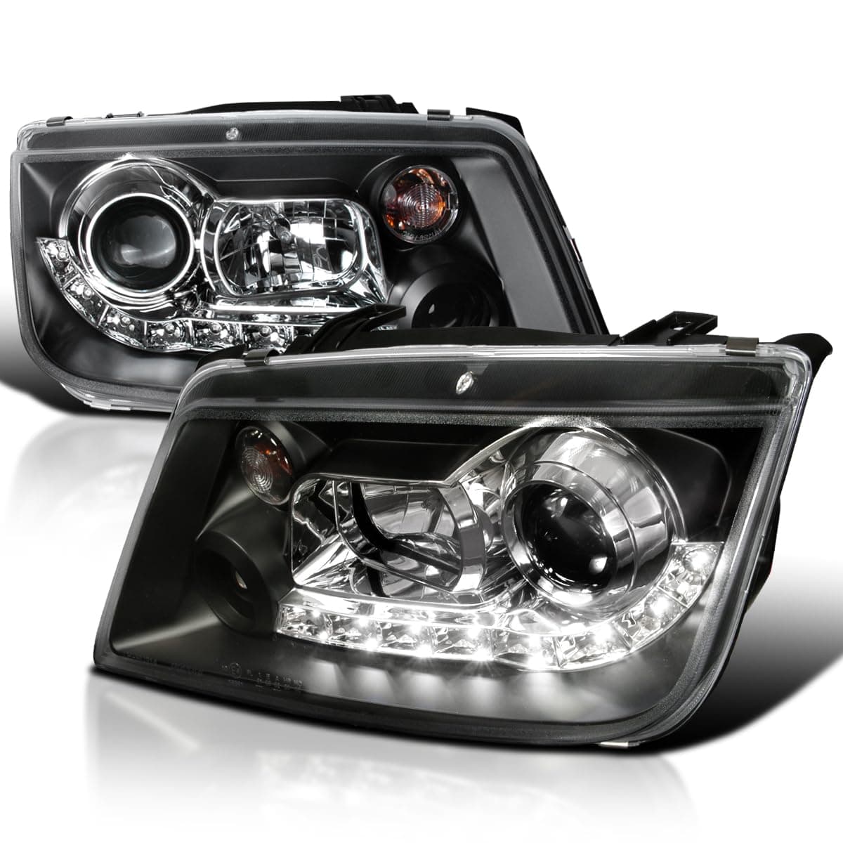SPEC-D TUNING LHP-JET99JM-8-TM Black Projector Headlight (R8 Style Halo Led)