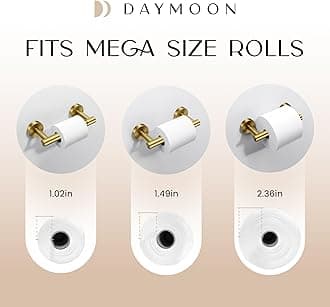 Day Moon Designs Toilet Paper Holder with Shelf - Flushable Wipes Dispenser & Storage Fits Any Bathroom, Keep Your Wet Wipes Hidden - Stainless Steel Wall Mount Bathroom Organizer - Gold, Small