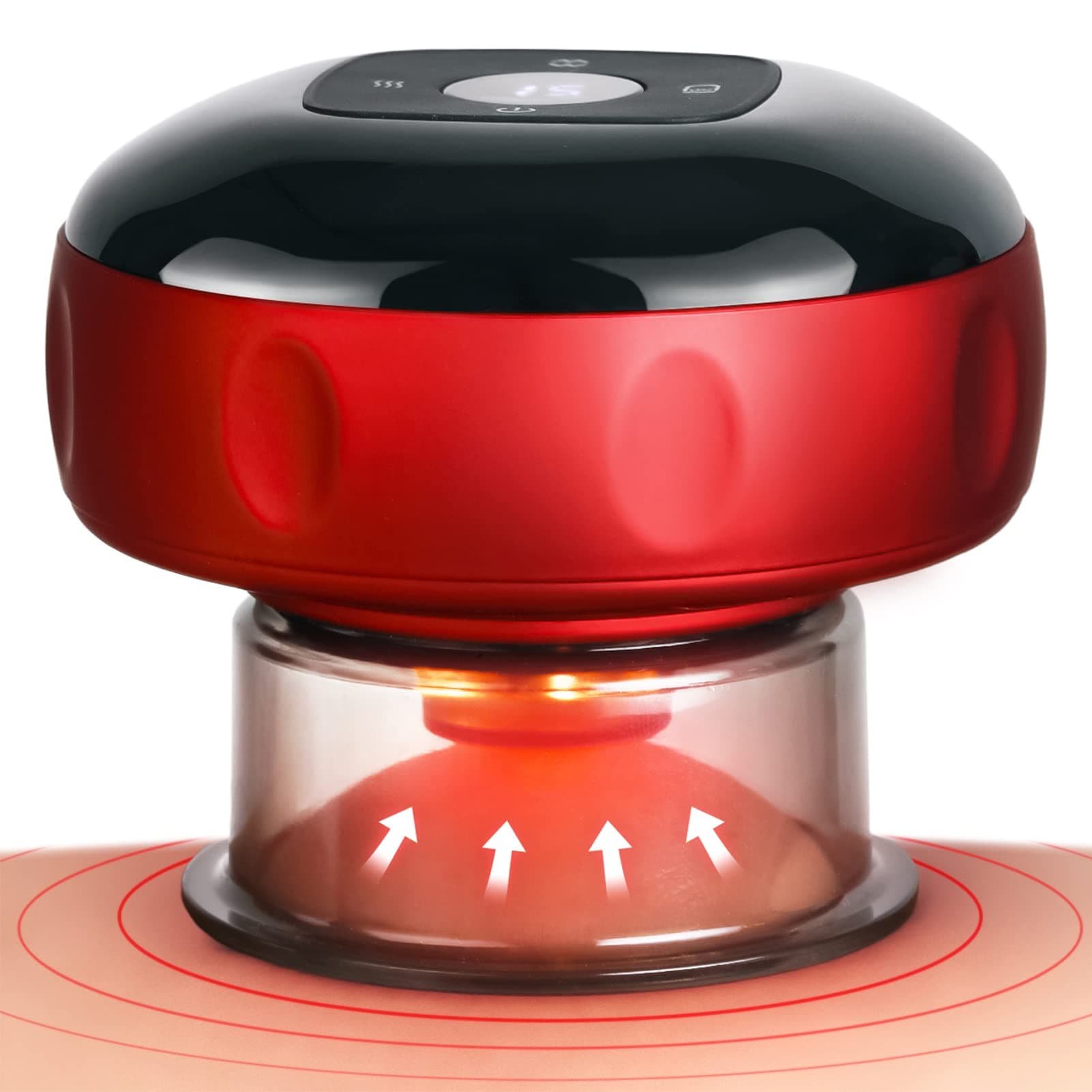 Becommend 5-in-1 Smart Dynamic Cupping Set with 20-Level Heat & Suction, Cupping Kit for Massage, Electric Cupping Device for Back & Body Relax (Red)