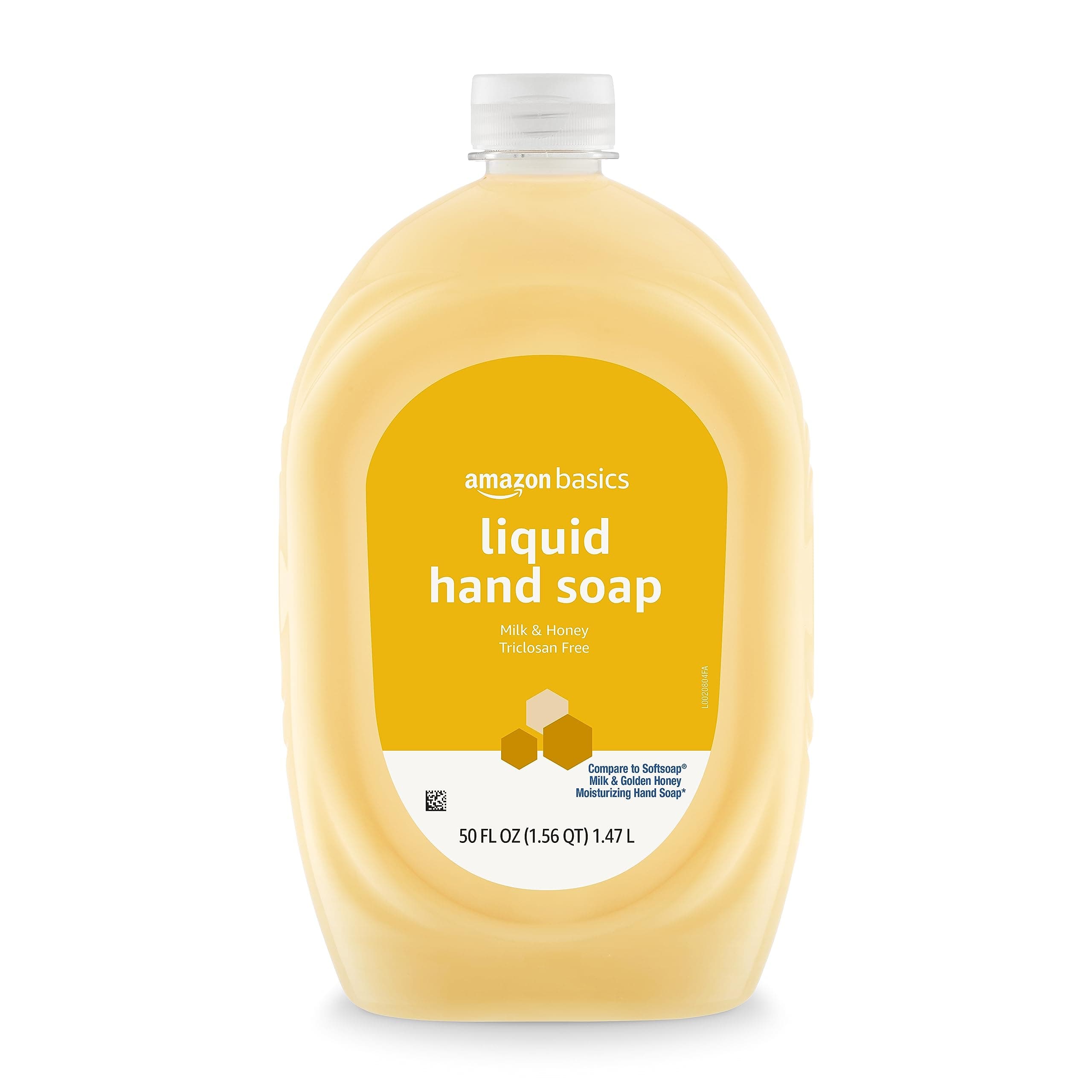 Amazon Basics Liquid Hand Soap Refill, Milk and Honey Scent, Triclosan-Free, pH Balanced, Dermatologist Tested, 50 Fluid Ounces