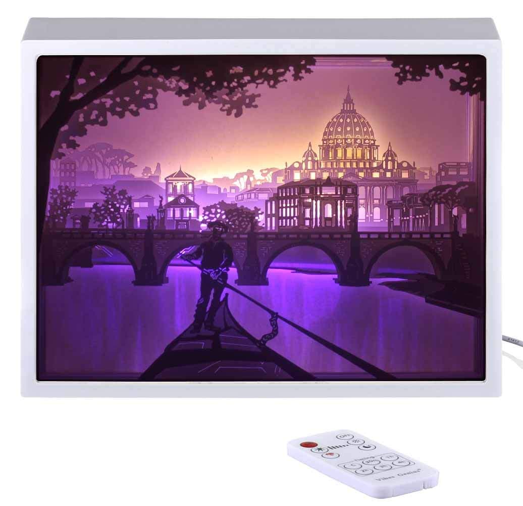 Papercut Light boxes, Decorative Led Lighting Lamp, Relaxing Mood Light for Kids and Adults, Night Projection Lamp for Baby Nursery Bedroom Children Room (Night in Rome)