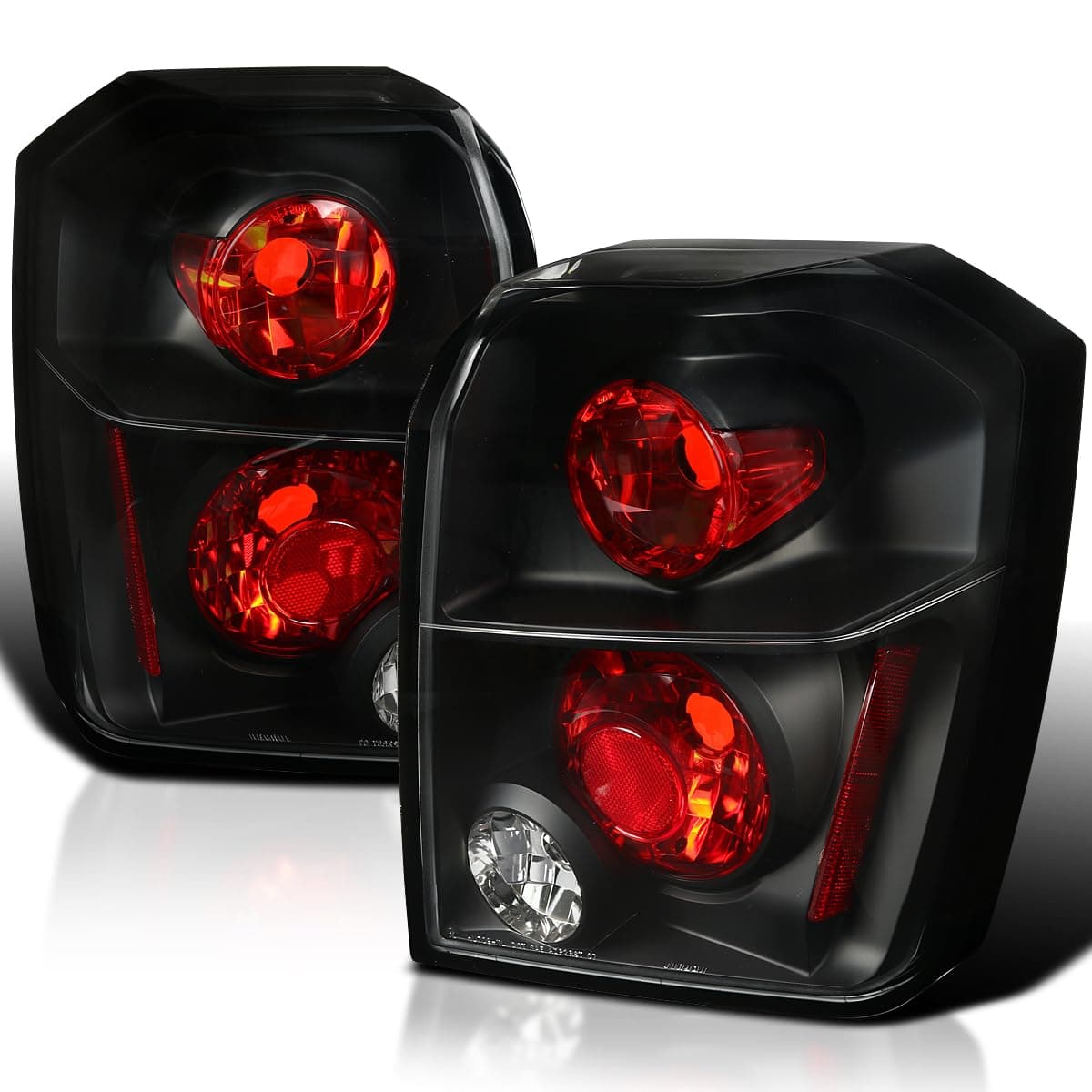 SPEC-D TUNING Black Housing Clear Lens Tail Lights Compatible with 2007-2012 Dodge Caliber, Left + Right Pair Assembly