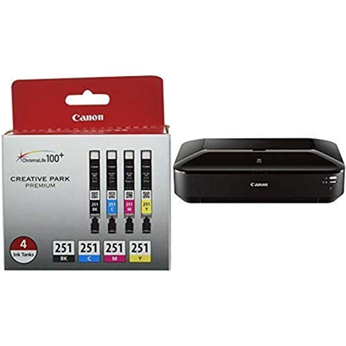 CLI-251 BK/CMY 4PK (4-Color Pack), Black,Cyan, Magenta, Yellow AND PIXMA iX6820 Wireless Business Printer with AirPrint and Cloud Compatible, Black