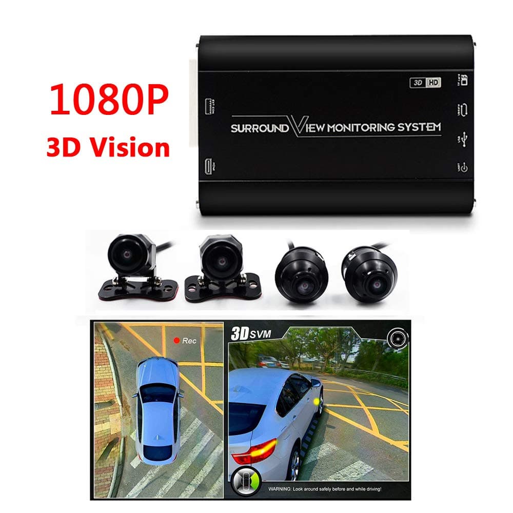 1080P HD 3D Panoramic Camera 360 Degree Seamless Surround View Digital Video Recorder Parking System, Auto Car Camera All Round Night Vision Waterproof Reverse Camera