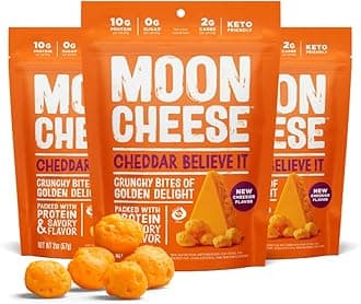 Moon Cheese, 100% Cheddar Cheese Snacks, Crunchy Keto Food, Low Carb, High Protein, 56.6g (Cheddar - 1 pack)