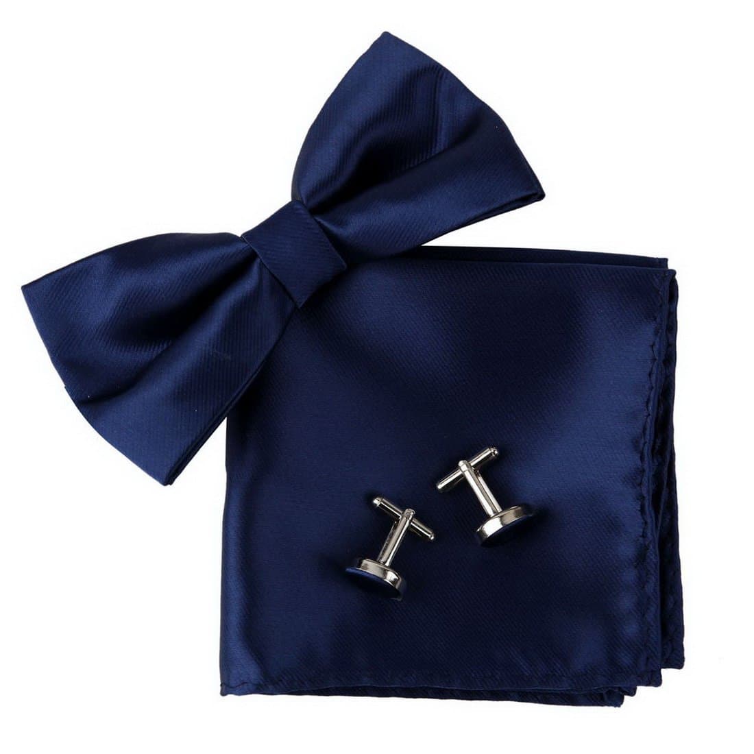 EpointSolid Man Bowtie Woven Silk Pre-Tied Bow Ties 25.6"-Neck-Size Clip-On Adjustable