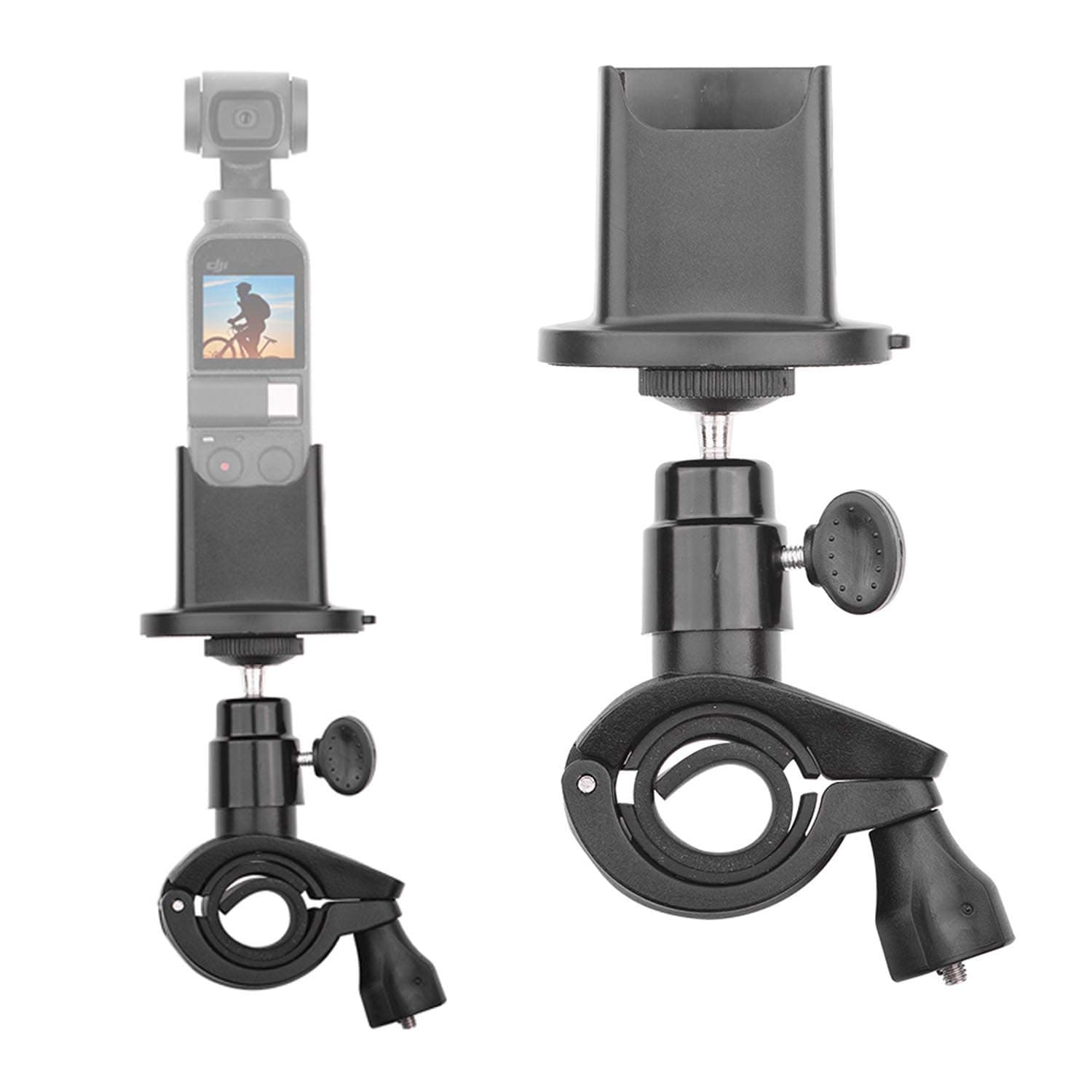 Bicycle Handlebar Mount Holder Compatible with DJI Osmo Pocket Camera Motorcycle Bike Accessories Bracket 360° Rotatable Ball Head with Gimbal Stabilizer Base Stand Adapter