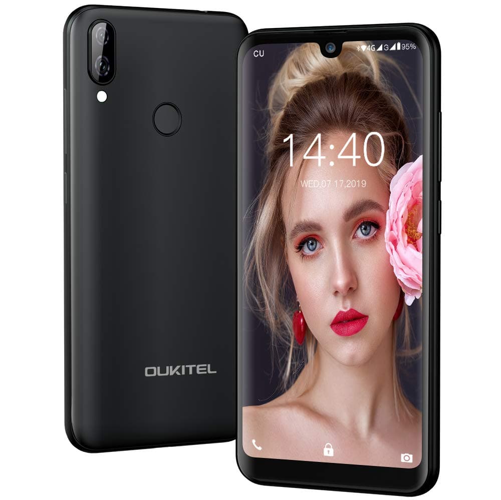 Mobile Phone SIM Free Unlocked,4G Smartphone,Android 9.0 Phones, 5.71 Inch Waterdrop Display,3GB RAM+32GB ROM 128G Expandable,8MP+2MP/5MP Dual Camera,Unlock Fingerprint or Face(Black)