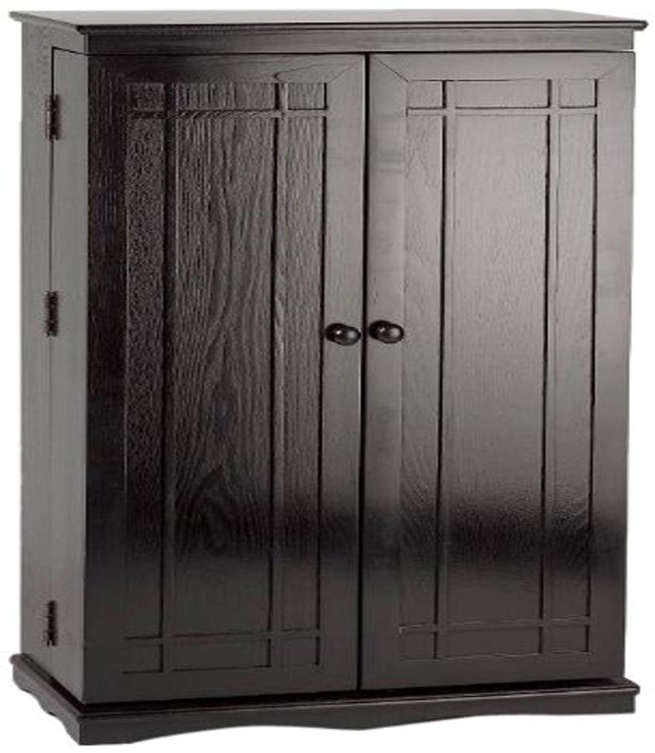 Leslie Dame Solid Oak Multimedia Storage Cabinet with Classic Mission Style Doors, Black