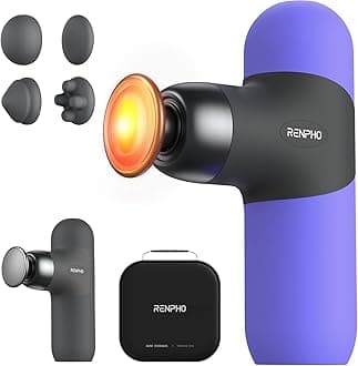 RENPHO Mini Thermal Massage Gun with Heat Function, Mini Massage Gun, Portable Fashionable Percussion Massager, with Coloured Silicone Sleeves, Travel Size with Carry Bag, for Muscle Massage, Purple