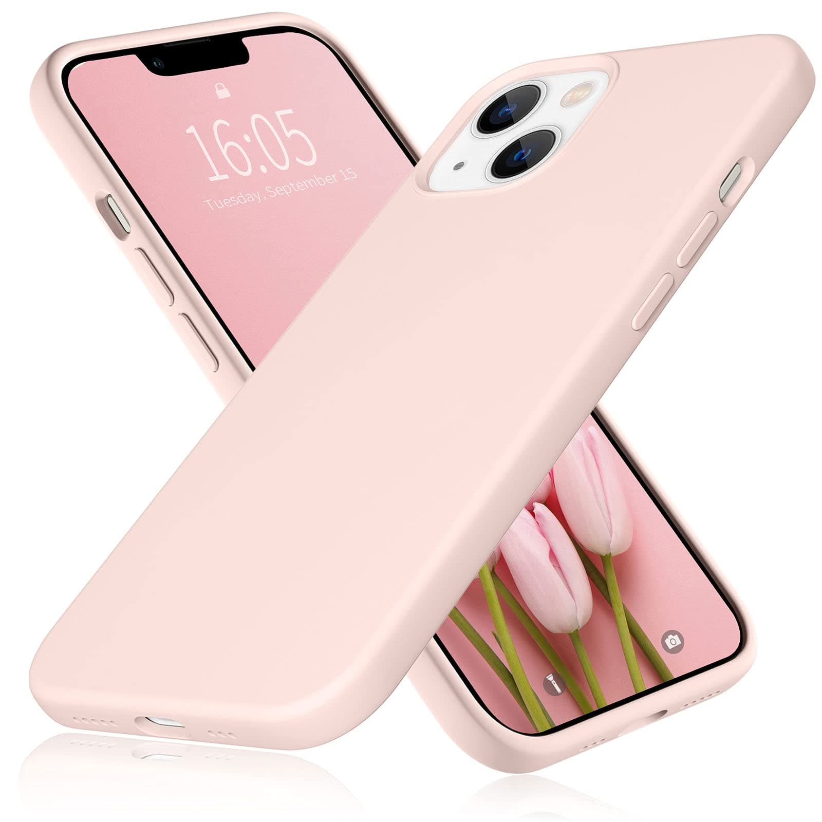 Designed for iPhone 14 Case and iPhone 13 Case, Silicone Protective Phone Case [Enhanced Screen and Camera Protection] with Soft Microfiber Lining, cute for iPhone 14/13 6.1 inch, Pink