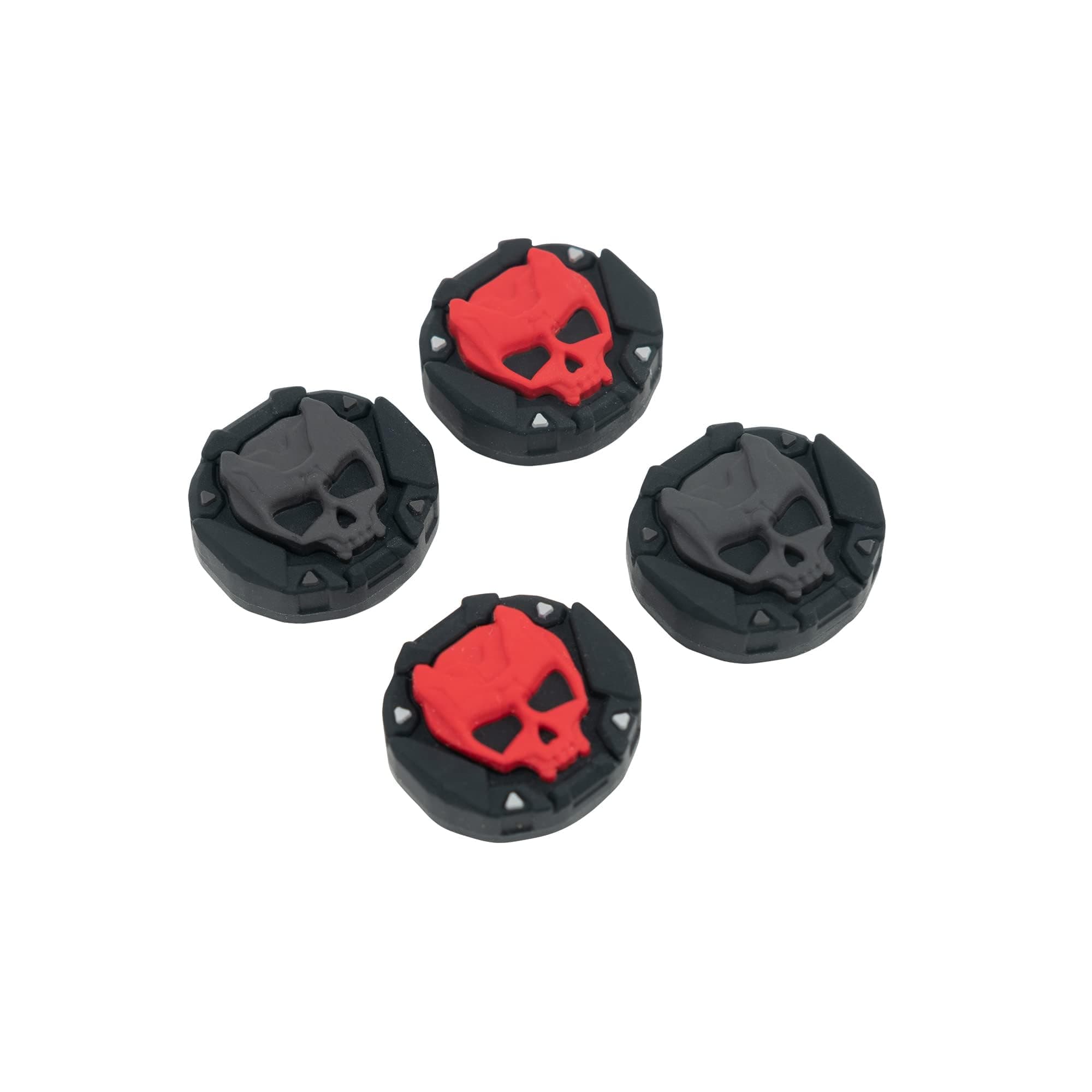 Skull Thumb Grip Caps for PS5 Controller, Thumbsticks Cover Set Compatible with Switch Pro Controller and PS4/PS5, 2 Pairs / 4 Pcs (Black & Red)