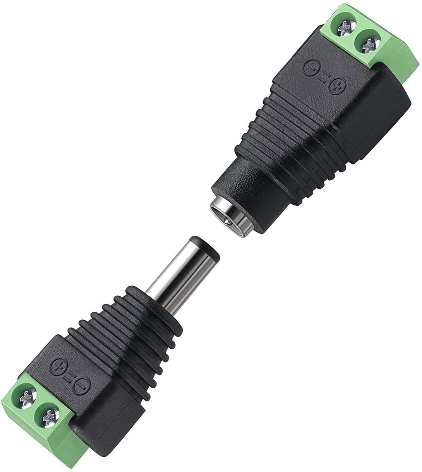 2 Pairs DC Power Jack Plug Adapter Connector,12V, 24V Male +Female 2.1 X 5.5MM Connector Terminal Barrel for CCTV Camera/Led Strip Light,DVR,Car Rearview Monitor System