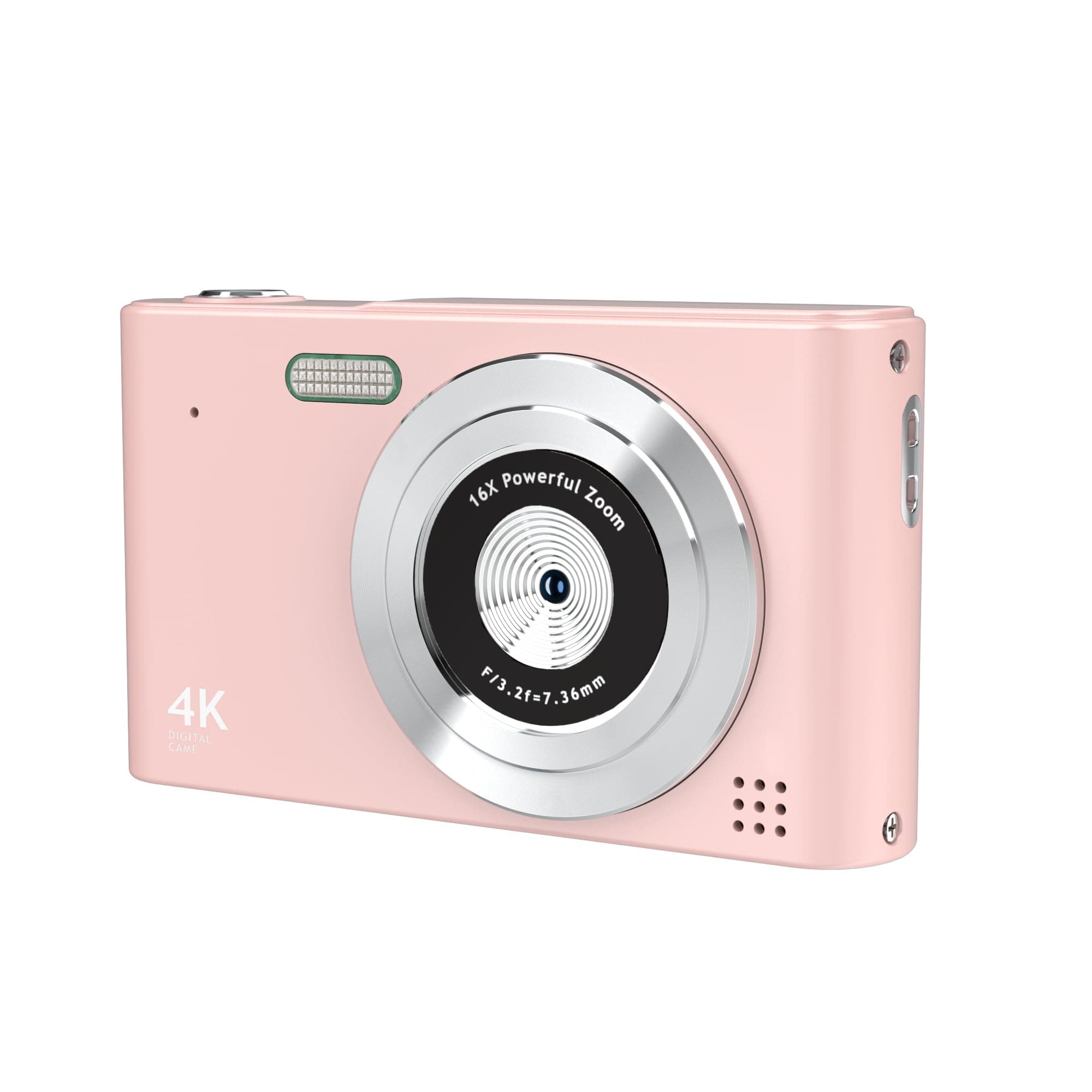 Digital Camera, Camera for Kids, UHD 4K 48MP Point and Shoot Digital Cameras with 64GB SD Card and 16X Digital Zoom Anti Shake, Compact Portable Small Gift for Boys Girls Students, Pink