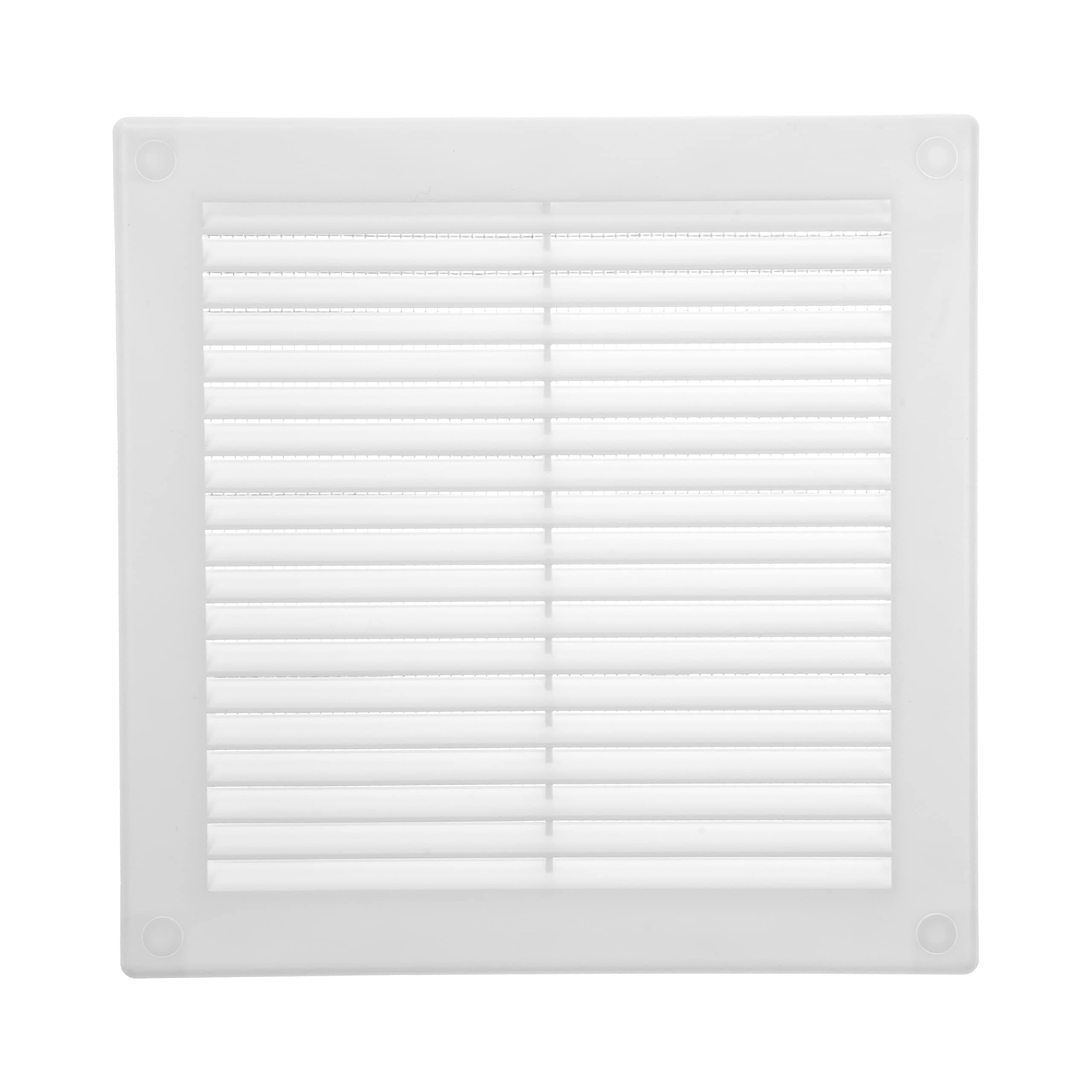 Vent Systems 200 x 200 mm / 8'' x 8'' Inch White Soffit Vent Cover - Flat Square Air Vent Louver - Grille Cover - Built-in Insect Screen - HVAC Vents for Bathroom, Home Office, Kitchen