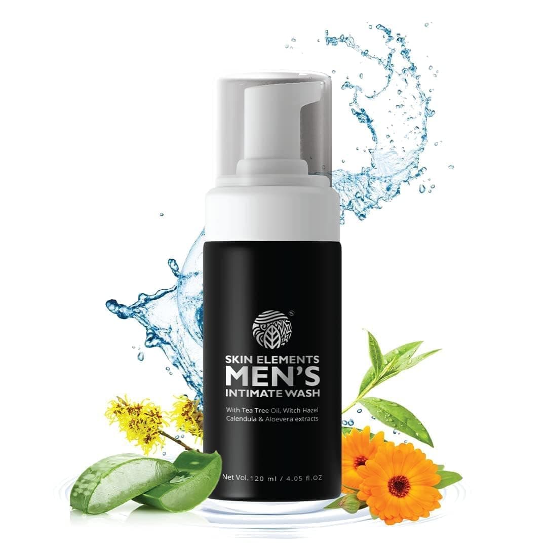 Skin Elements Intimate Wash for Men | 120 ml With Tea Tree Oil | Mens Intimate Wash | Mens Genital Wash | Soothes, Refreshes and Maintains Hygiene