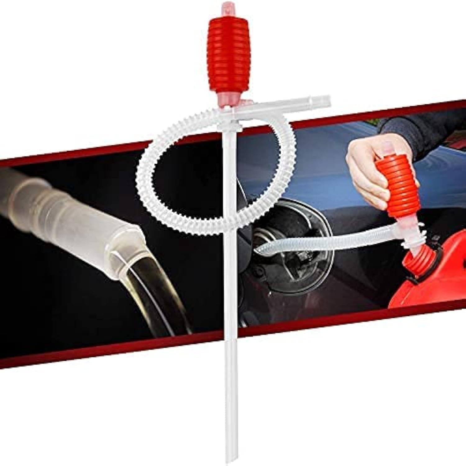 ABBASALI Liquid/Fuel Transfer Siphon Pump - Large Squeezing Syphon for Lawn Mowers & Manual Pumping Petrol, Water, Alcohol and more!