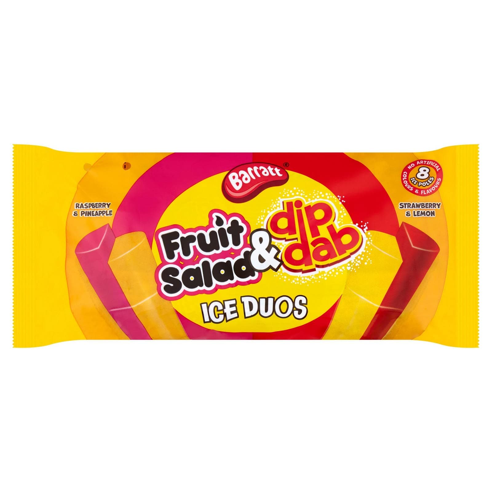 Barratt Fruit Salad & Dip Dab Ice Duos, 8 x 80ml (Frozen)