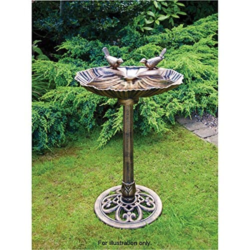 Bronze Effect Double Bird Bath Garden Stand Weather Resistant Centrepiece