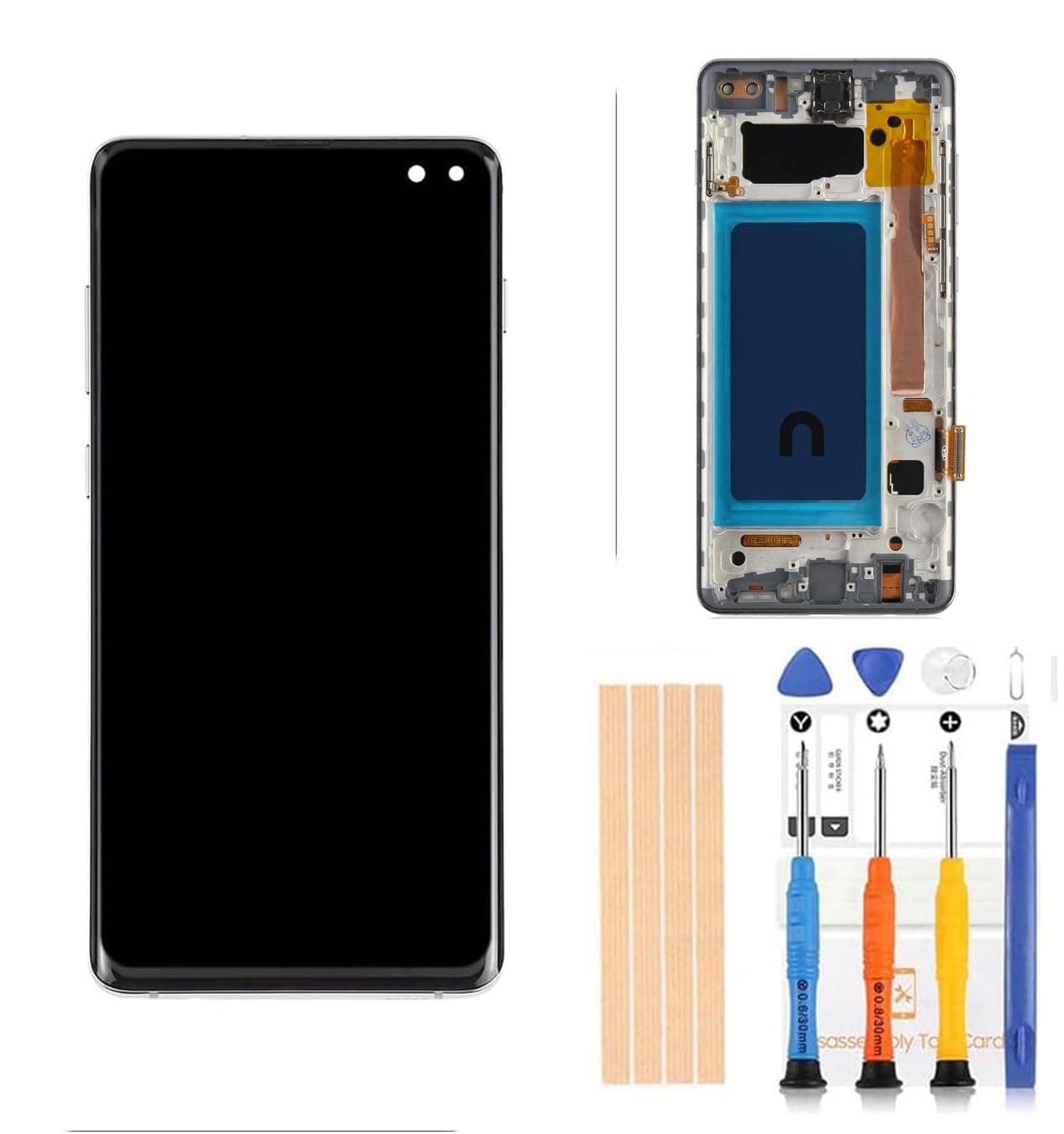 TFT LCD for Samsung Galaxy S10+ Plus G975 Digitizer Screen Touch Assembly Replacement LCD Display G975F/DS G975U G975W 6.4 inch with Black Frame