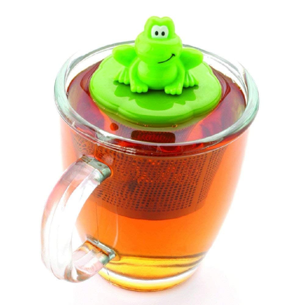 Ribbit Floating Tea Cup Infuser, Steep and Strain Loose Leaf Tea, Securely Floats on Water in Mug, Cute Frog Design, Stainless Steel, BPA-Free