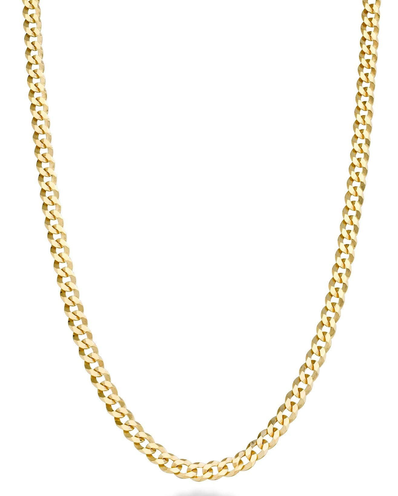 Solid 18k Gold Over 925 Sterling Silver Italian 3.5mm Diamond Cut Cuban Link Curb Chain Necklace for Women Men, Made in Italy