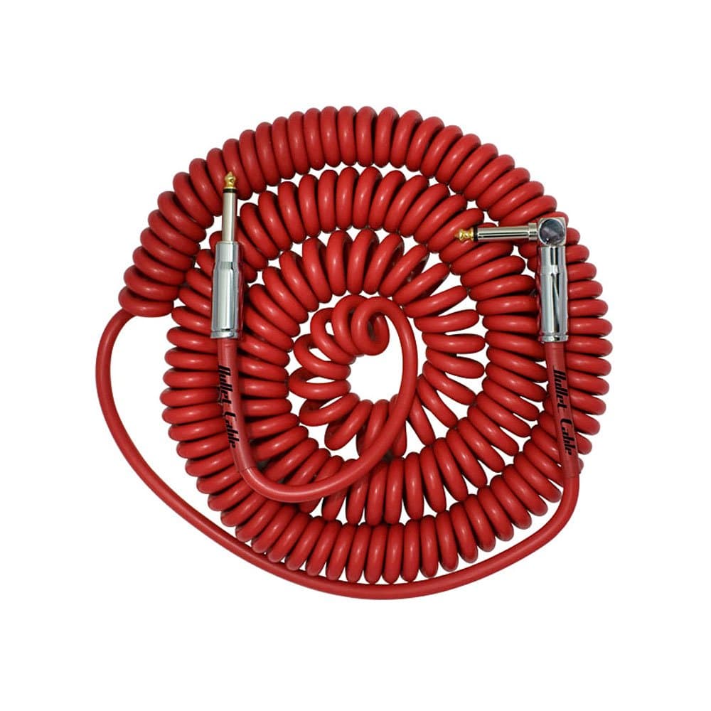 Bullet cable BC-30CCR Coil 30ft Cable Straight/Angled Connector red