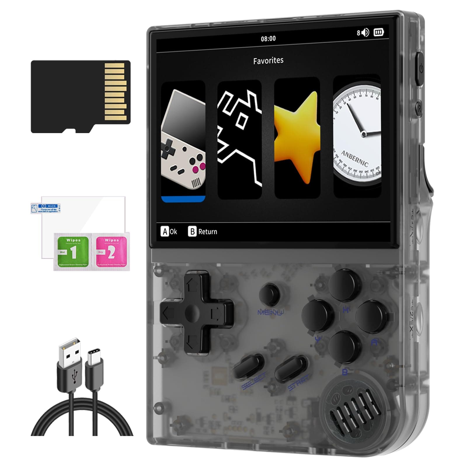 DoriteneyRG35XX 2024 Retro Handheld Game Console Linux System HDMI and TV Output 3.5 Inch IPS Screen 64G TF Card 5500+ Classic Games 2600mAh Battery( RG35XX 2024 Black)